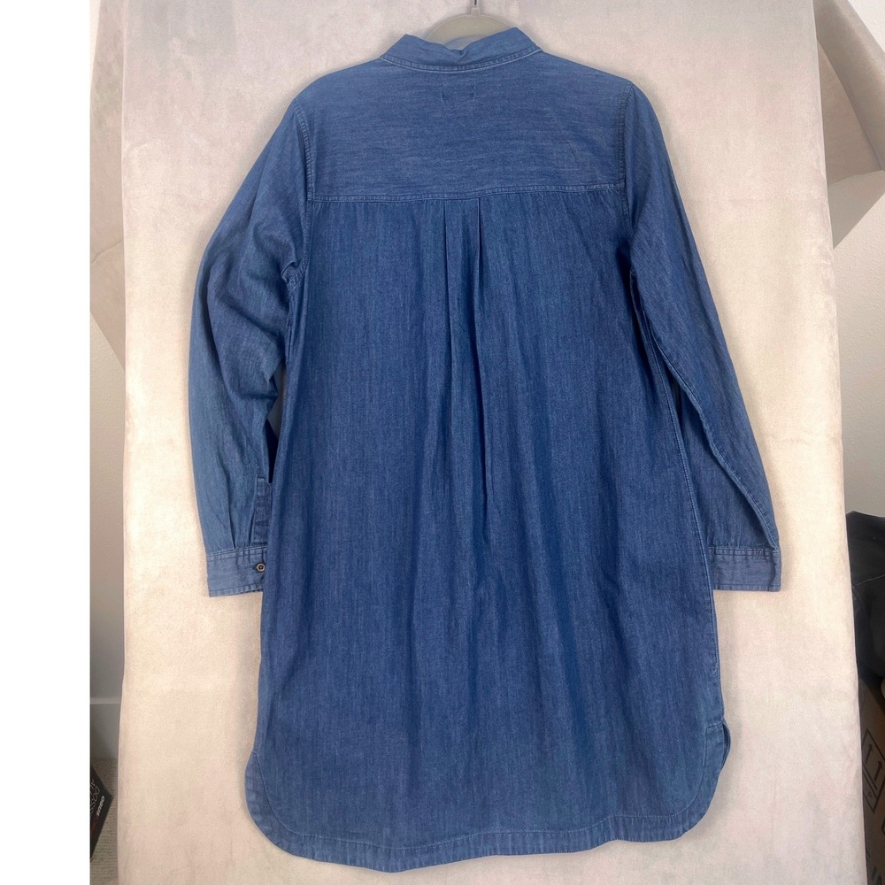 Old Navy Womens Blue Denim Long Sleeve Button Up Shirt Dress Large L Pockets - Picture 5 of 5